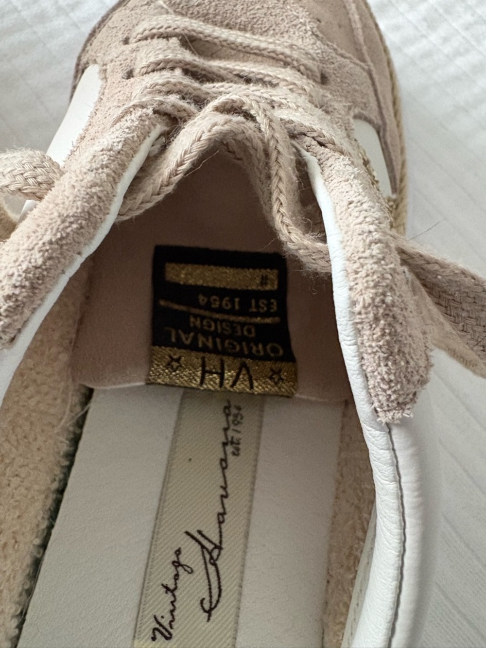 Vintage Havana Val Ream Taupe & Gold Glitter Star Rafia Platform Sneakers mules - Picture 4 of 7